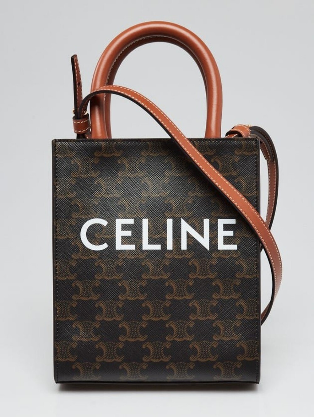 BRAND NEW!!! Celine Triomphe Canvas Calfskin Mini Vertical Cabas Tan - Picture 8 of 16